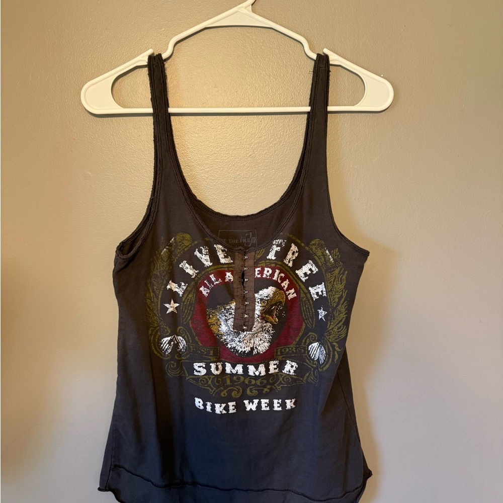 We The Free Black Graphic Tank Top